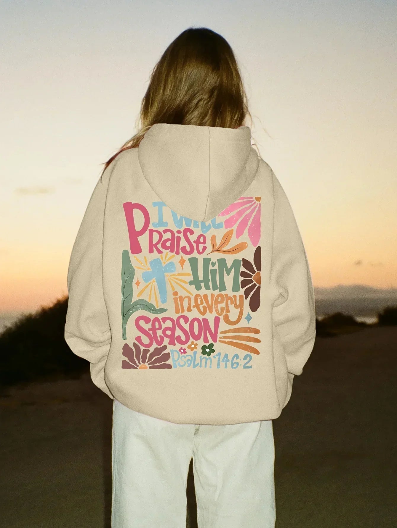 Sweat à Capuche Oversize “Praise the Sun” – Pull Unisexe avec Imprimé Coloré au Dos