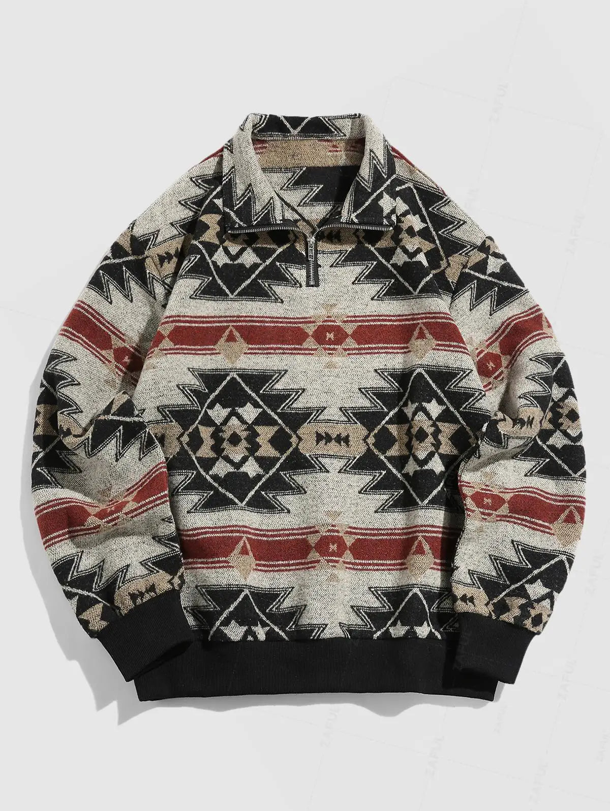 Pull Tricoté Vintage – Sweater Oversize Unisexe avec Motif Ethnique Authentique