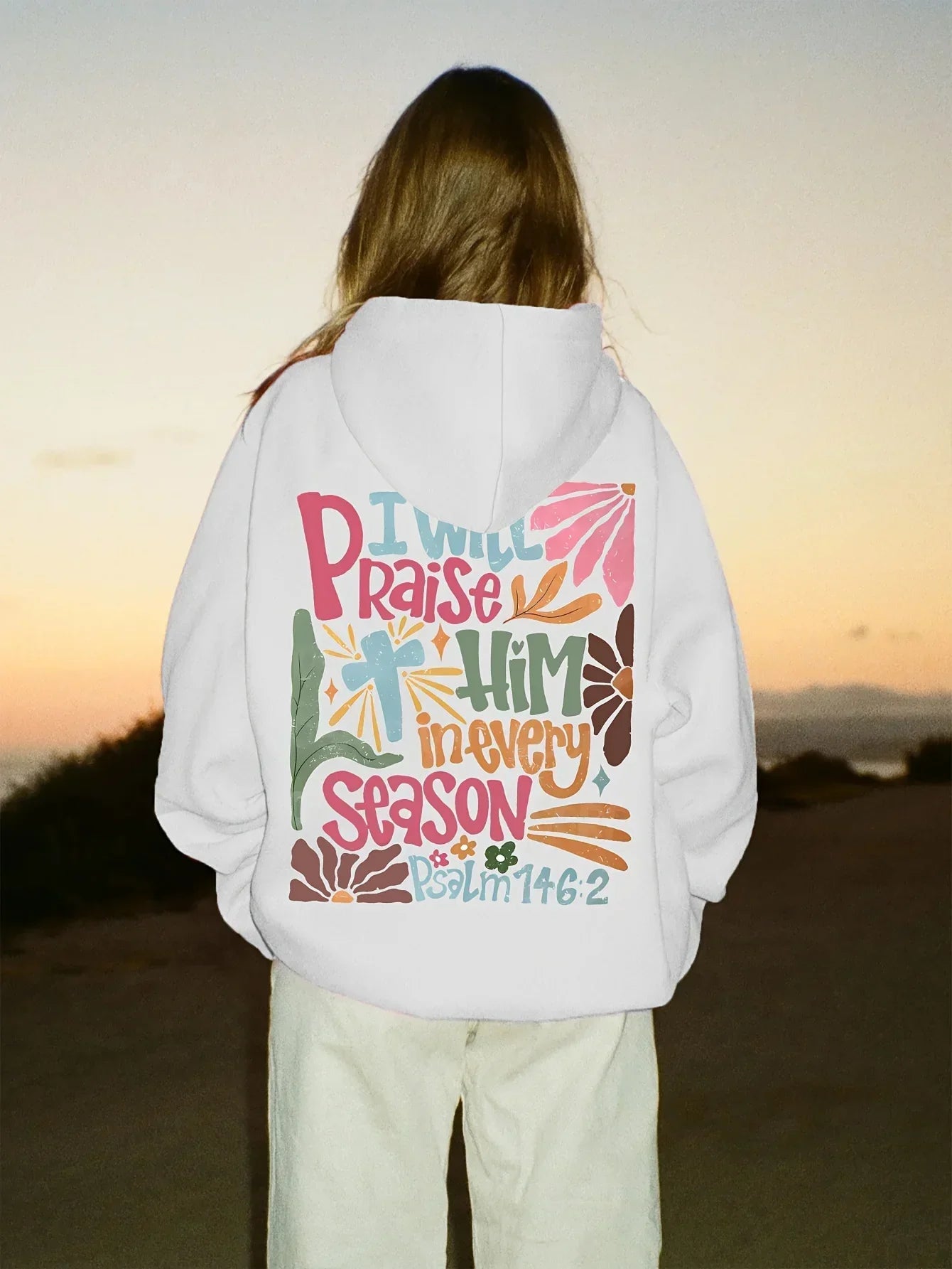 Sweat à Capuche Oversize “Praise the Sun” – Pull Unisexe avec Imprimé Coloré au Dos