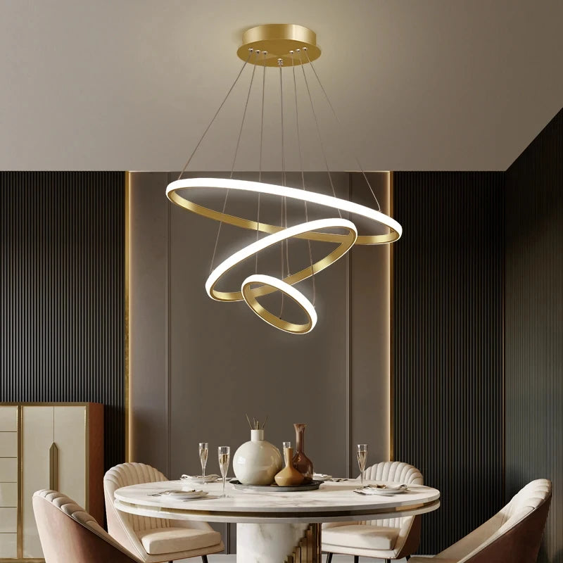 Suspension luminaire cercles aluminium