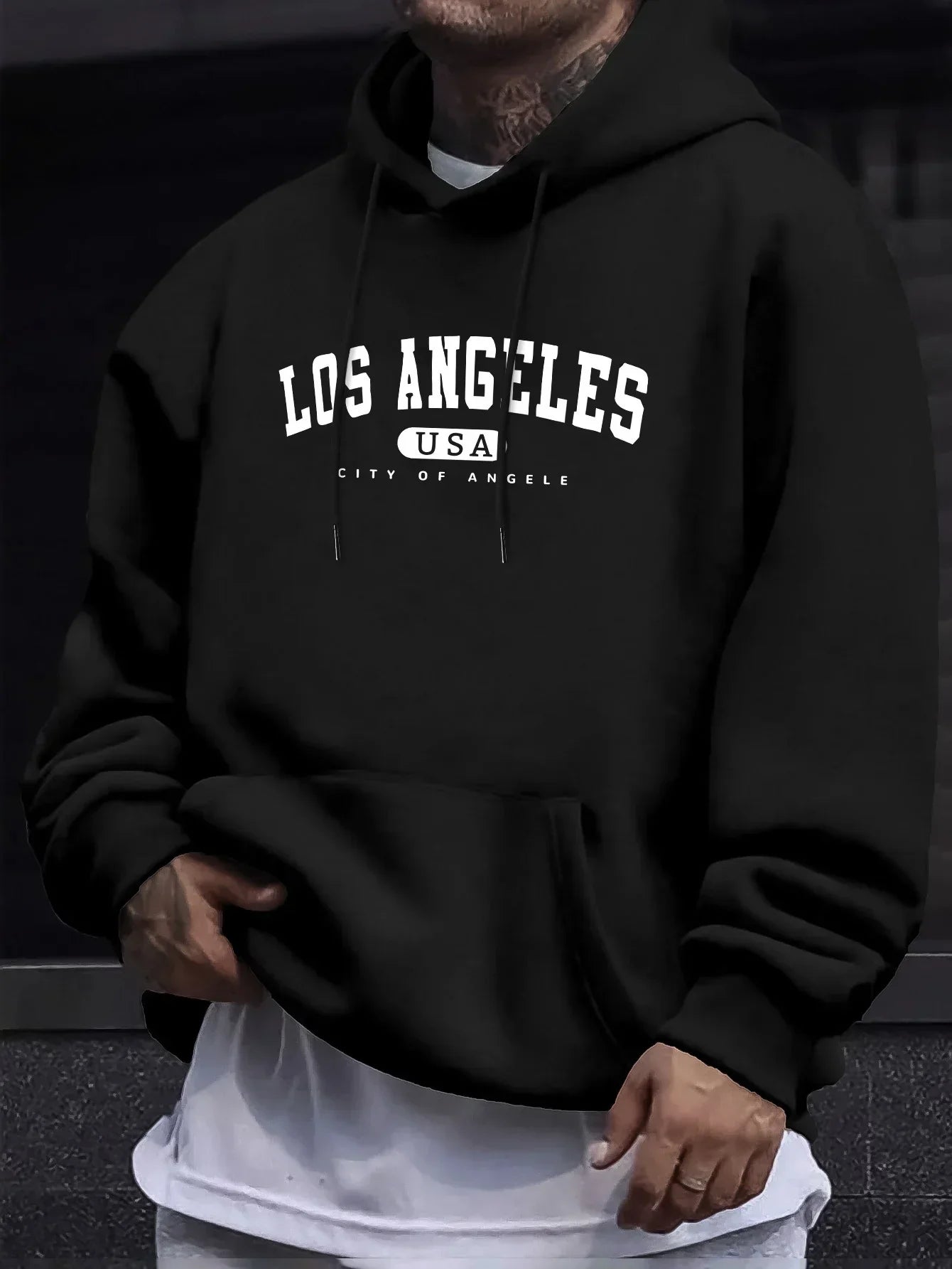 Sweat à Capuche Los Angeles – Pull Oversize Unisexe avec Imprimé Ville