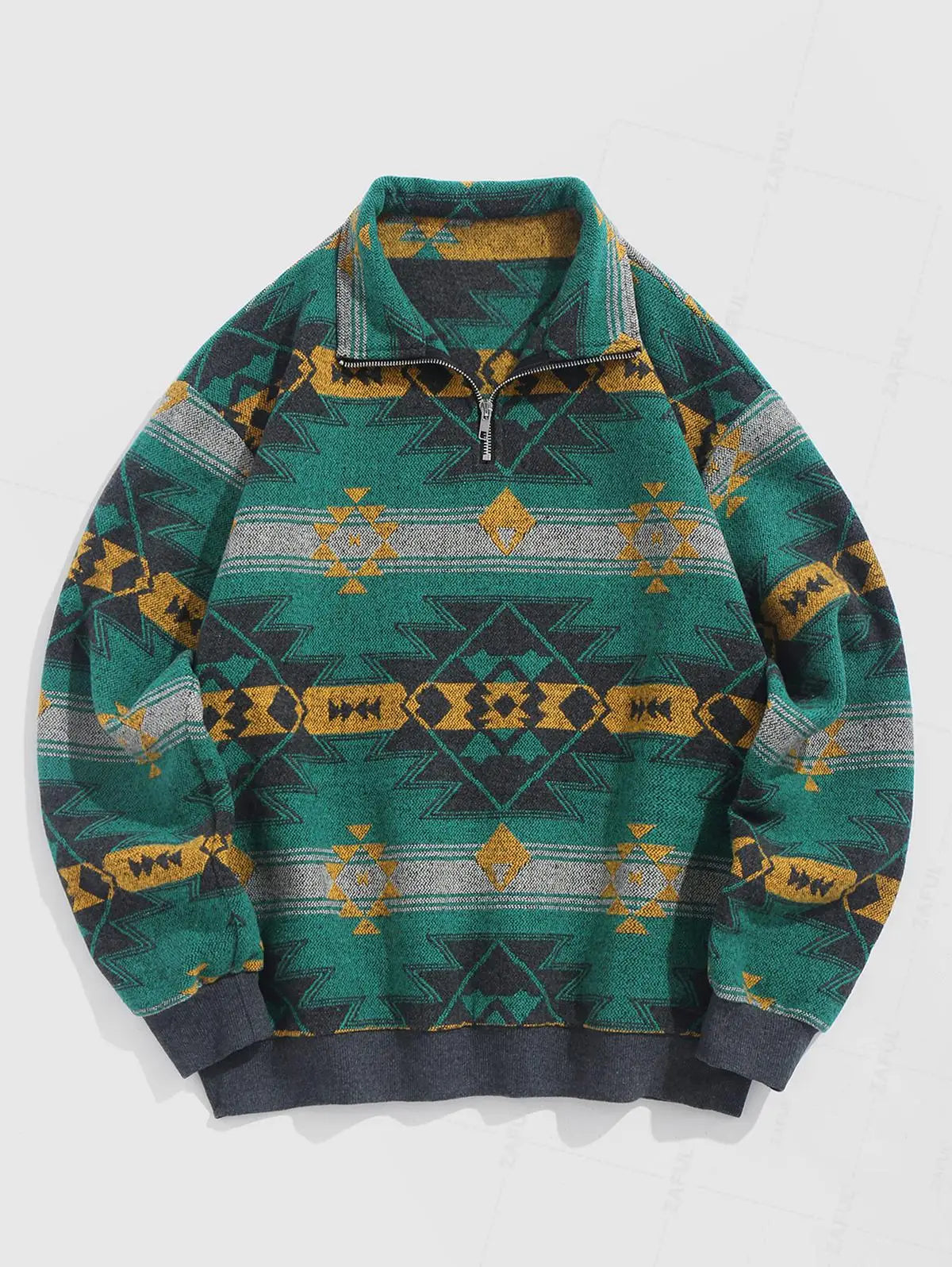Pull Tricoté Vintage – Sweater Oversize Unisexe avec Motif Ethnique Authentique