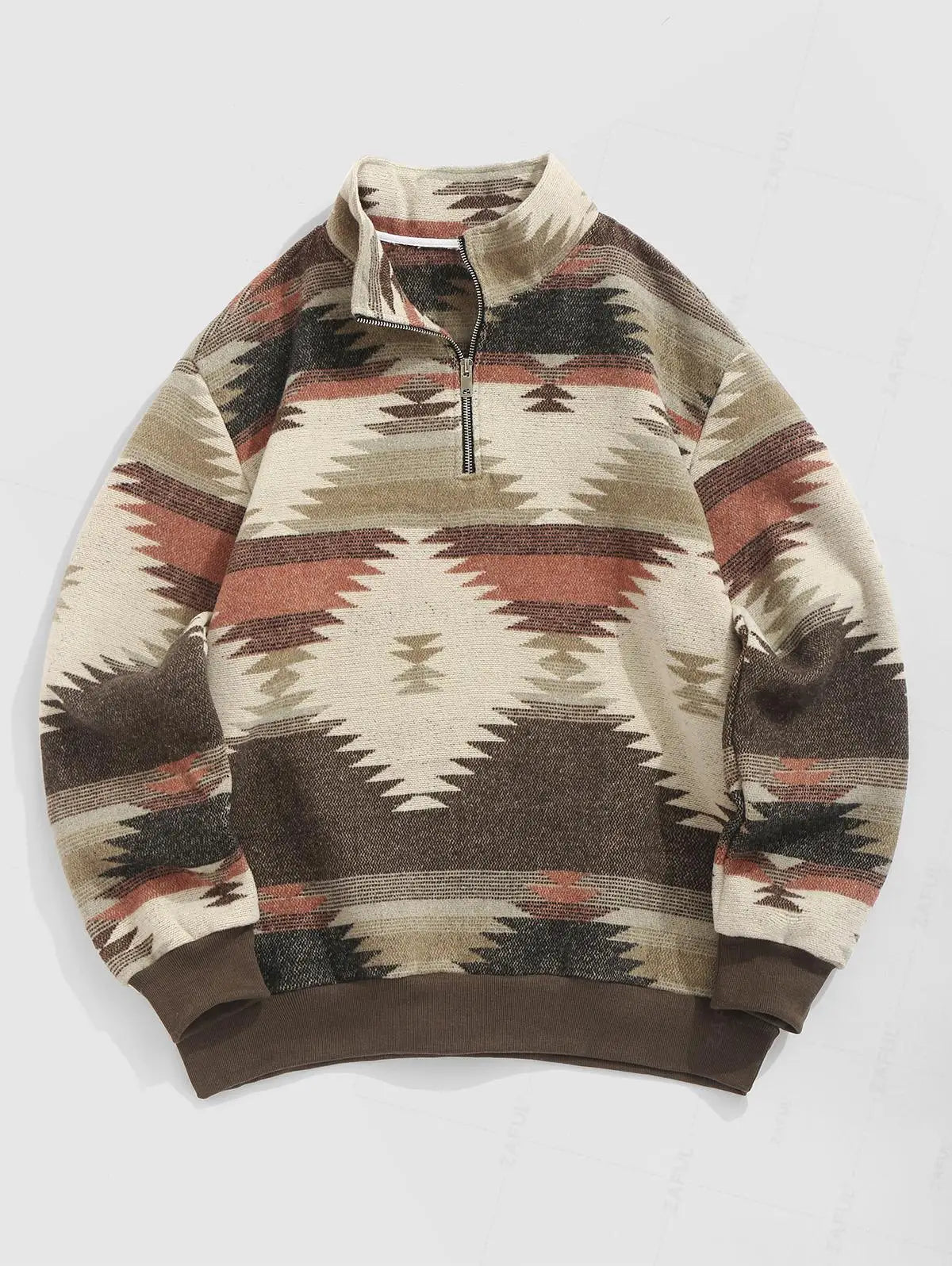 Pull Tricoté Vintage – Sweater Oversize Unisexe avec Motif Ethnique Authentique