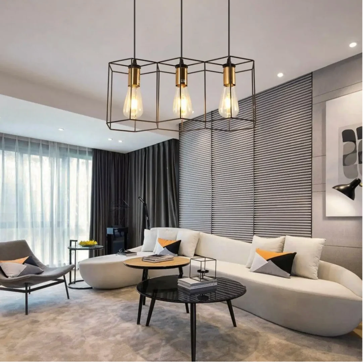 Suspension luminaire fer industrielle