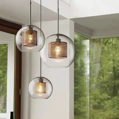Suspension luminaire métal verre