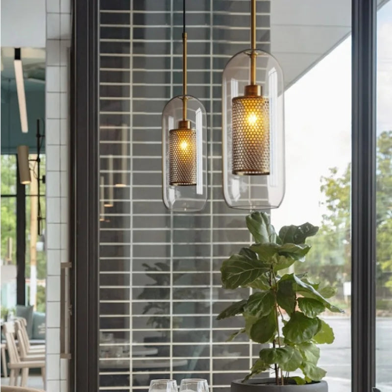 Suspension luminaire métal verre