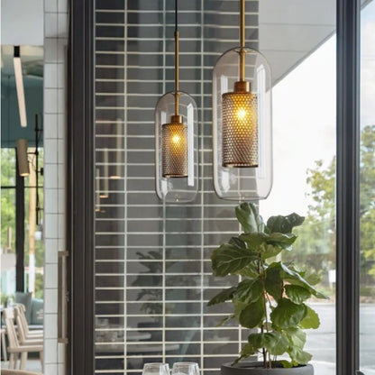 Suspension luminaire métal verre
