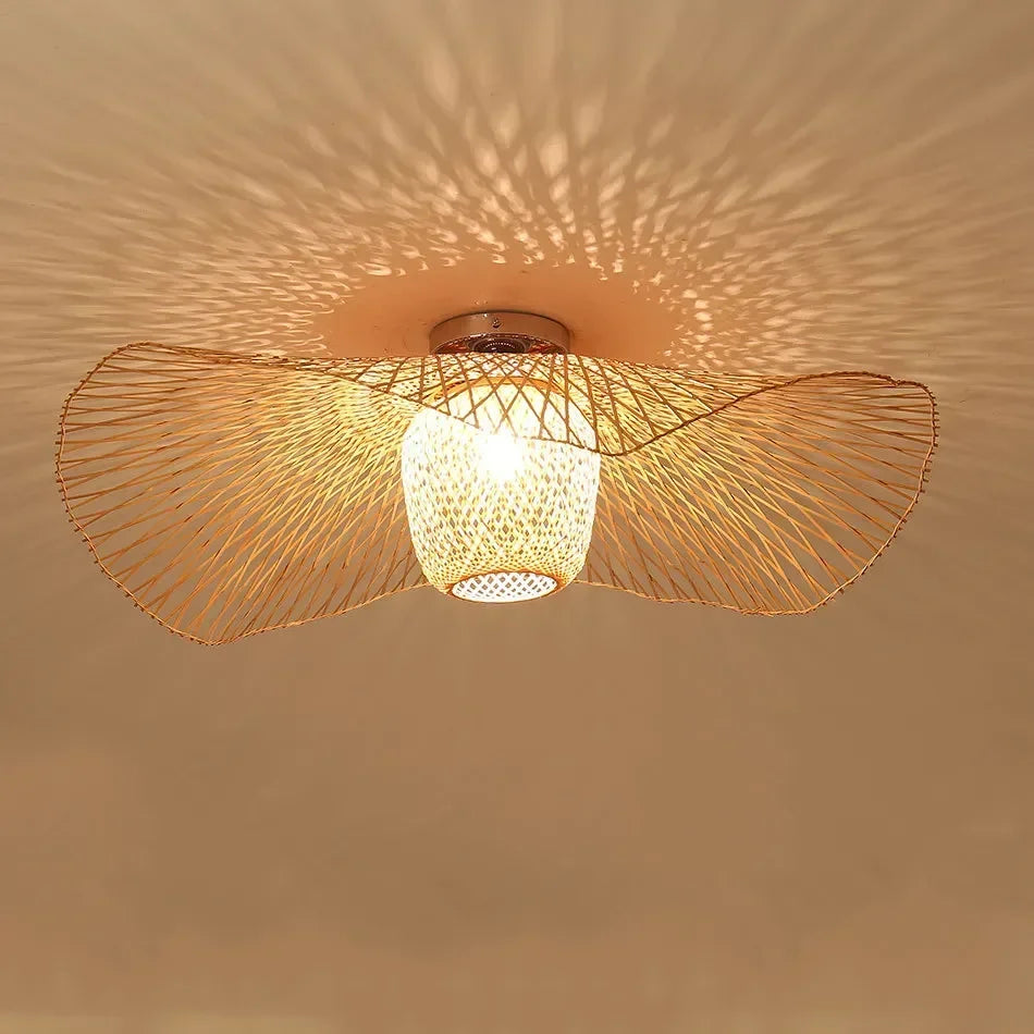 Plafonnier suspension bambou fer