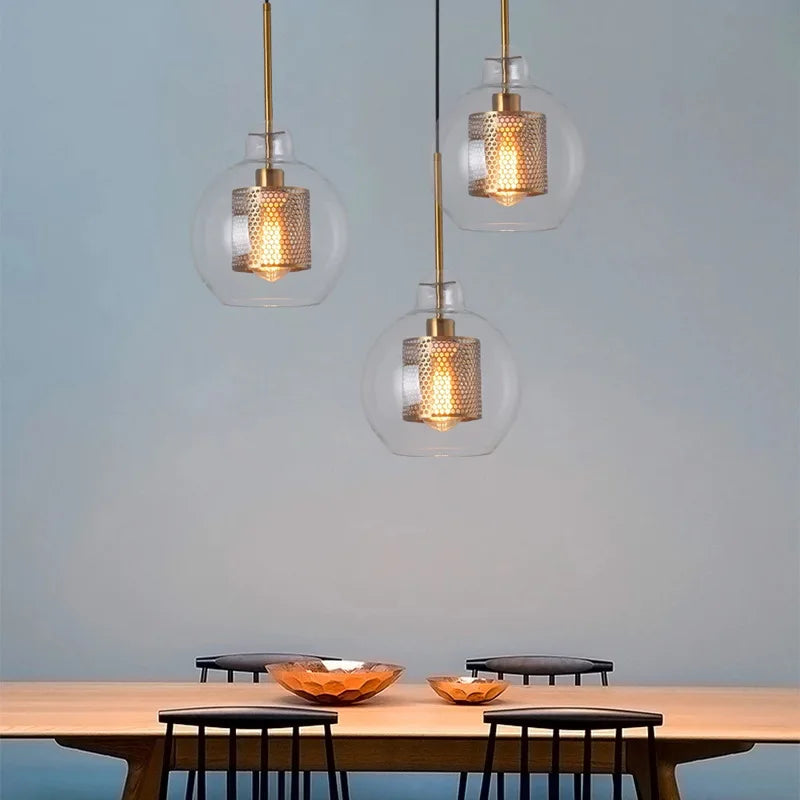 Suspension luminaire métal verre