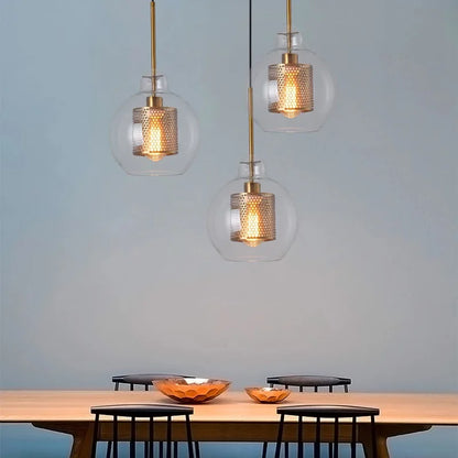 Suspension luminaire métal verre