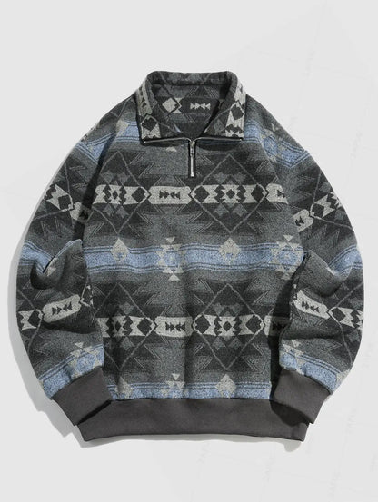 Pull Tricoté Vintage – Sweater Oversize Unisexe avec Motif Ethnique Authentique