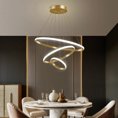 Suspension luminaire cercles aluminium