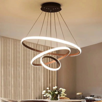 Suspension luminaire cercles aluminium