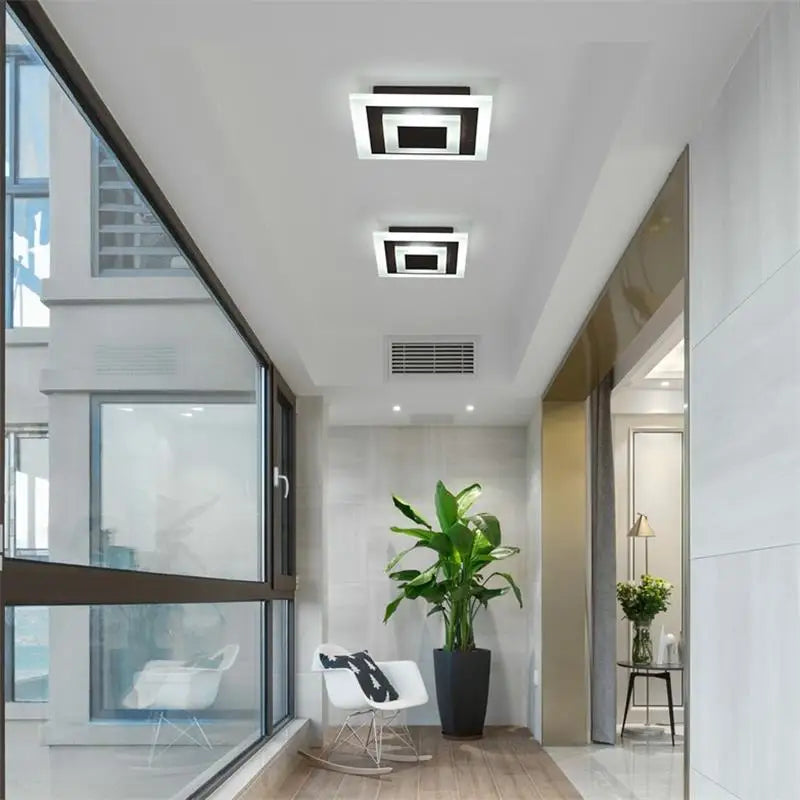 Plafonnier LED carré fer