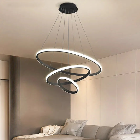 Suspension luminaire cercles aluminium