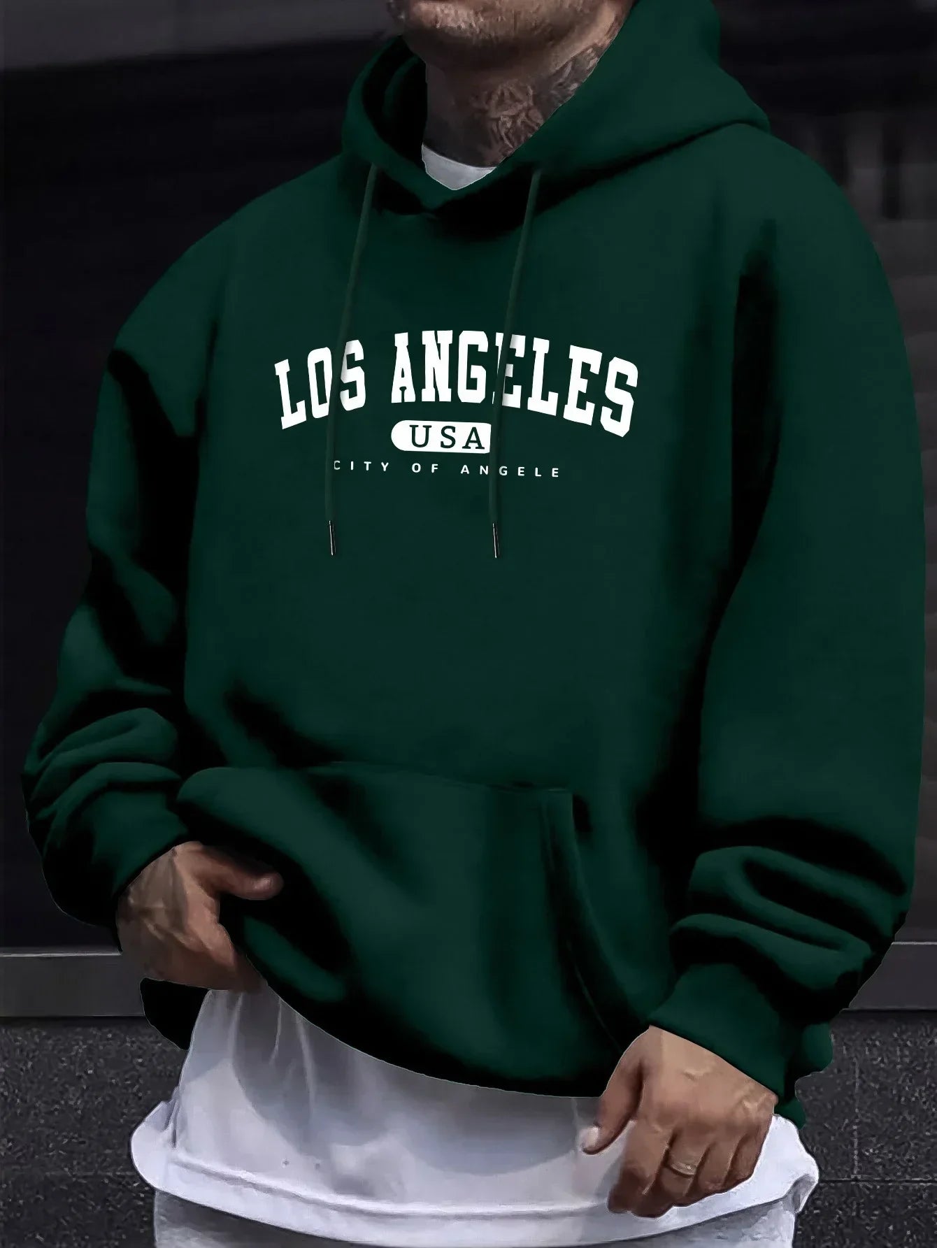 Sweat à Capuche Los Angeles – Pull Oversize Unisexe avec Imprimé Ville