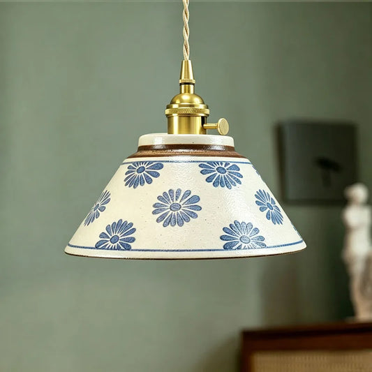 Suspension luminaire céramique bleu