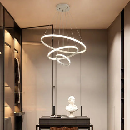 Suspension luminaire cercles aluminium
