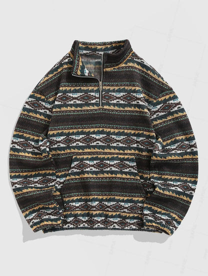Pull Tricoté Vintage – Sweater Oversize Unisexe avec Motif Ethnique Authentique