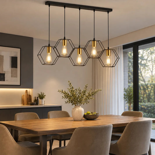 Suspension luminaire industrielle fer
