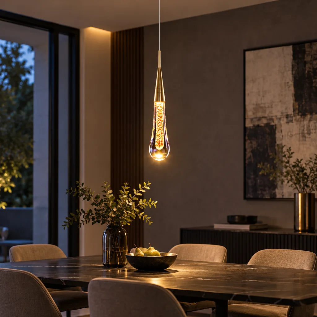 Suspension luminaire cristal doré