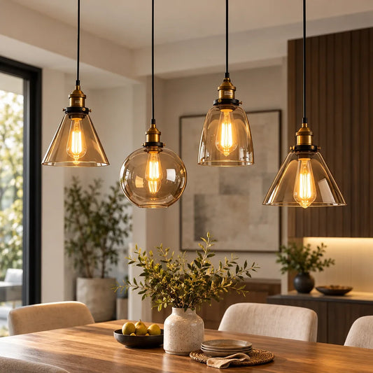 Suspension luminaire verre ambré